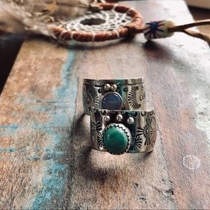 🌺 Boho genuine Opal Nickel Silver ring